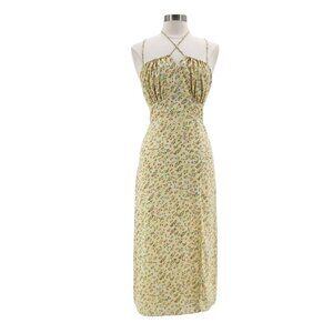 Kittenish Womens Medium Dress Midi Floral Sleeveless Yellow Party Cocktail